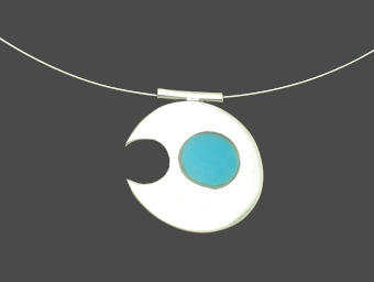 Neckless with round earring with turquoise
