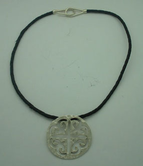 Leather necklace with circle of soaked figures
