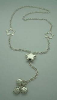 Necklace with stars pumped blows with a hammer and hammered soaked flowers