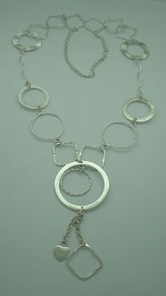 Geometric, hammered necklace cord and smooth smooth with heart