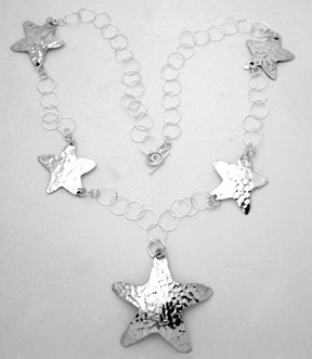 Necklace of hammered starfish