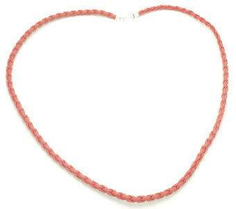 Red braided leather for pendant 41 cm