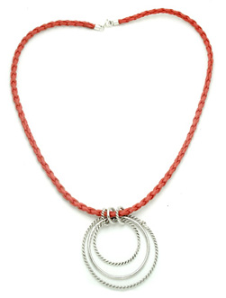 Necklace of red braided leather