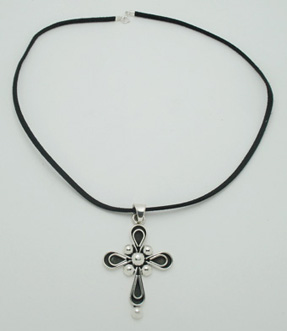 Necklace Pendant  on cross ox. And black deerskin