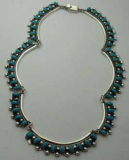 Necklace 7 ovals arches in turquoise