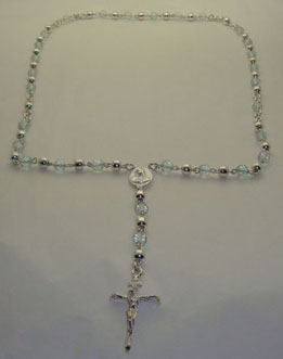 Necklace type rosary with sphere of the n. 6 and blue crystal with crucifix