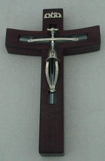 Cristo c/cruz plana de palo de rosa