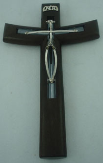 Christ with cross hunt with walnut wood