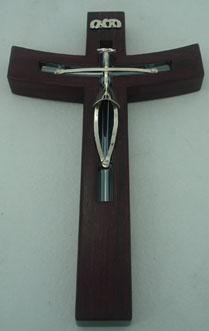 Cristo c/cruz plana con madera de palo de rosa