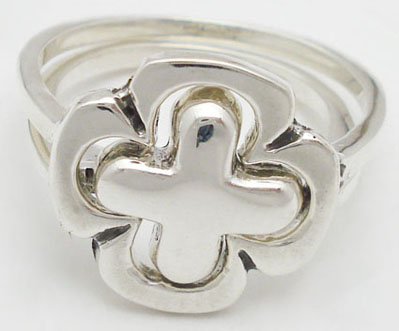Double flower ring with 4 petals