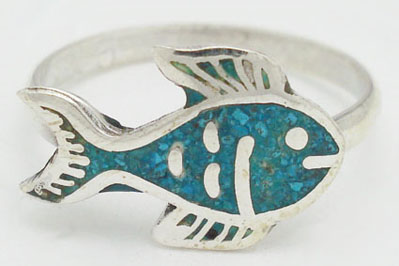 Ring of fish of blue resin