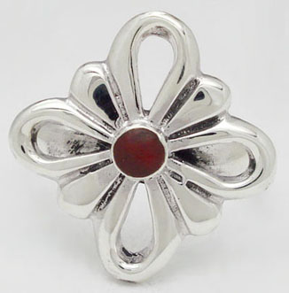 Ring d/flor with resin red in circle