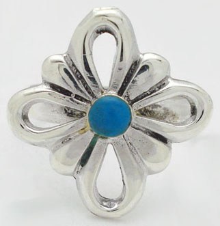 Flower ring with resin blue