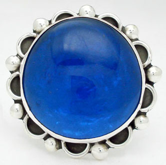 Ring of blue glass with medium rings and spheres