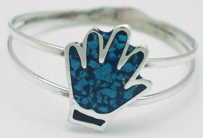 Hand ring with turquoise zipped