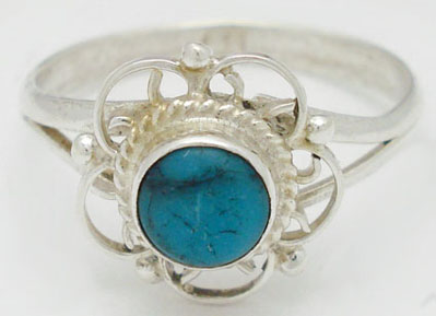 Flower ring small with turquoise