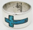 Ring with cross of blue enamel