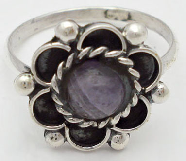 Flower ring with onix black, torsal and spheres
