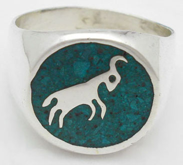 Ring aries roundly zipped with turquoise