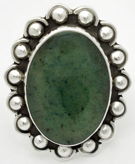 Jade ring with oval with spheres