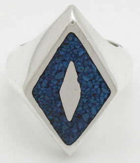 Ring of rhomb of blue resin and smooth