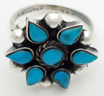 Ring of blue resin in flower