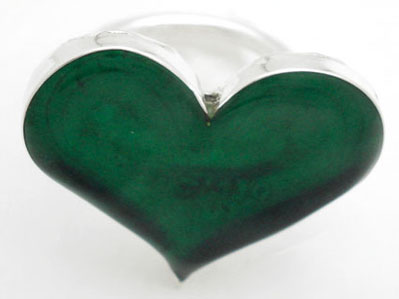 Plastic ring green in heart
