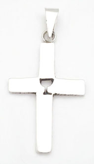 Pendant of flat cross with perforated chalice