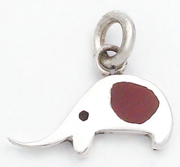 Pendant of elephant with red resin