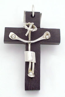 Pendant of ebony cross with crucifix