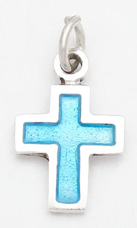 Pendant of cross of blue enamel
