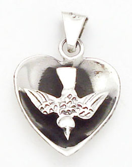 Heart pendant with pigeon small