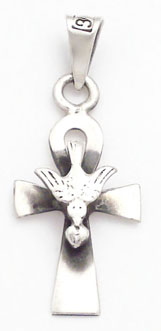 Pendant of flat cross with little dove