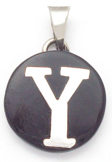 Pendant of black plastic with letter Y