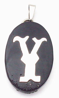 Pendant plastic oval with letter Y