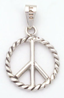 Pendant about torsal circle with divisions perforated symbol of the peace