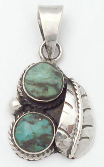 Pendant about two turquoise regions with sheet