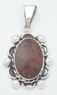 Pendant about agate oval brown with spheres and arches