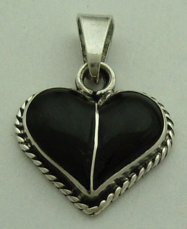 Pendant of black resin heart