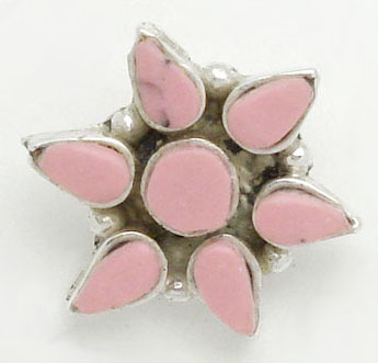 Pendant of flower of pink resin of 6 petals