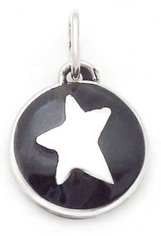 Pendant of black resin with star of 5 peaks small