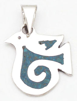 Pendant about resin bird turquoise