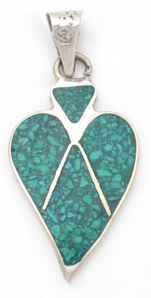 Pendant of heart of blue resin with divisions