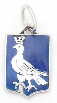 Pendant of blue resin with bird