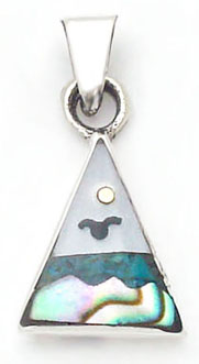 Pendant of triangle with shell scenery