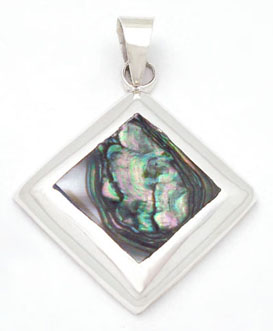 Pendant of square of blue shell