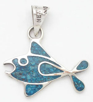 Pendant of fish of blue resin