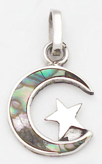 Pendant of shell moon with smooth star