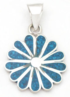 Pendant of flower of blue resin