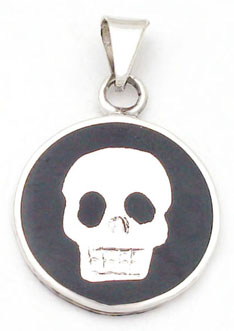 Pendant about resin round bone with skull